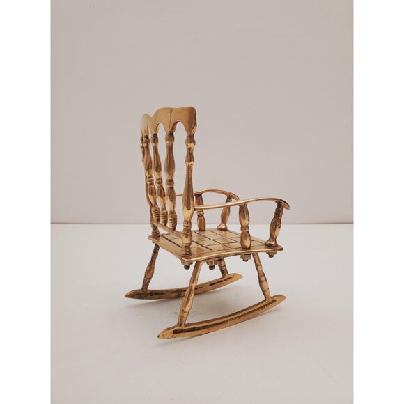 Decorative Vintage Brass Rocking Chair, Accent Piece, Doll Rocker - Decorative - Picture 5 of 10